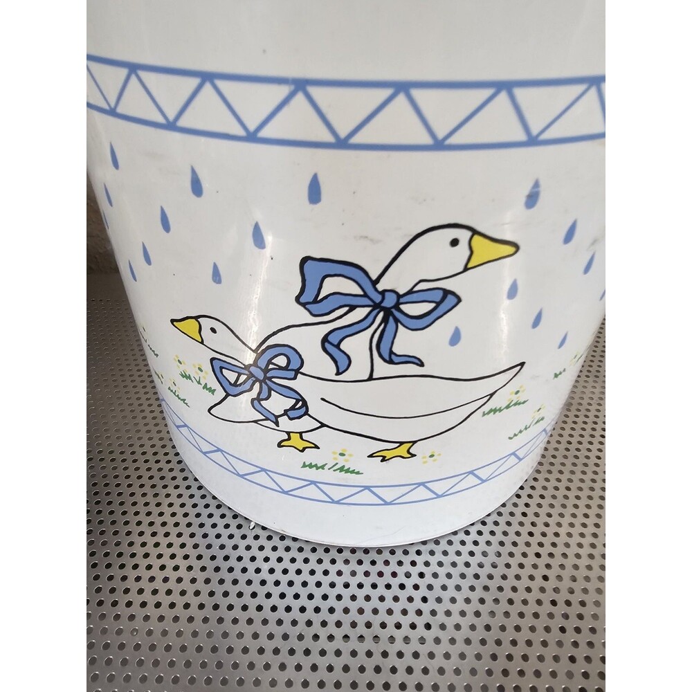 White Duck Ice Bucket with Blue Bow Accent